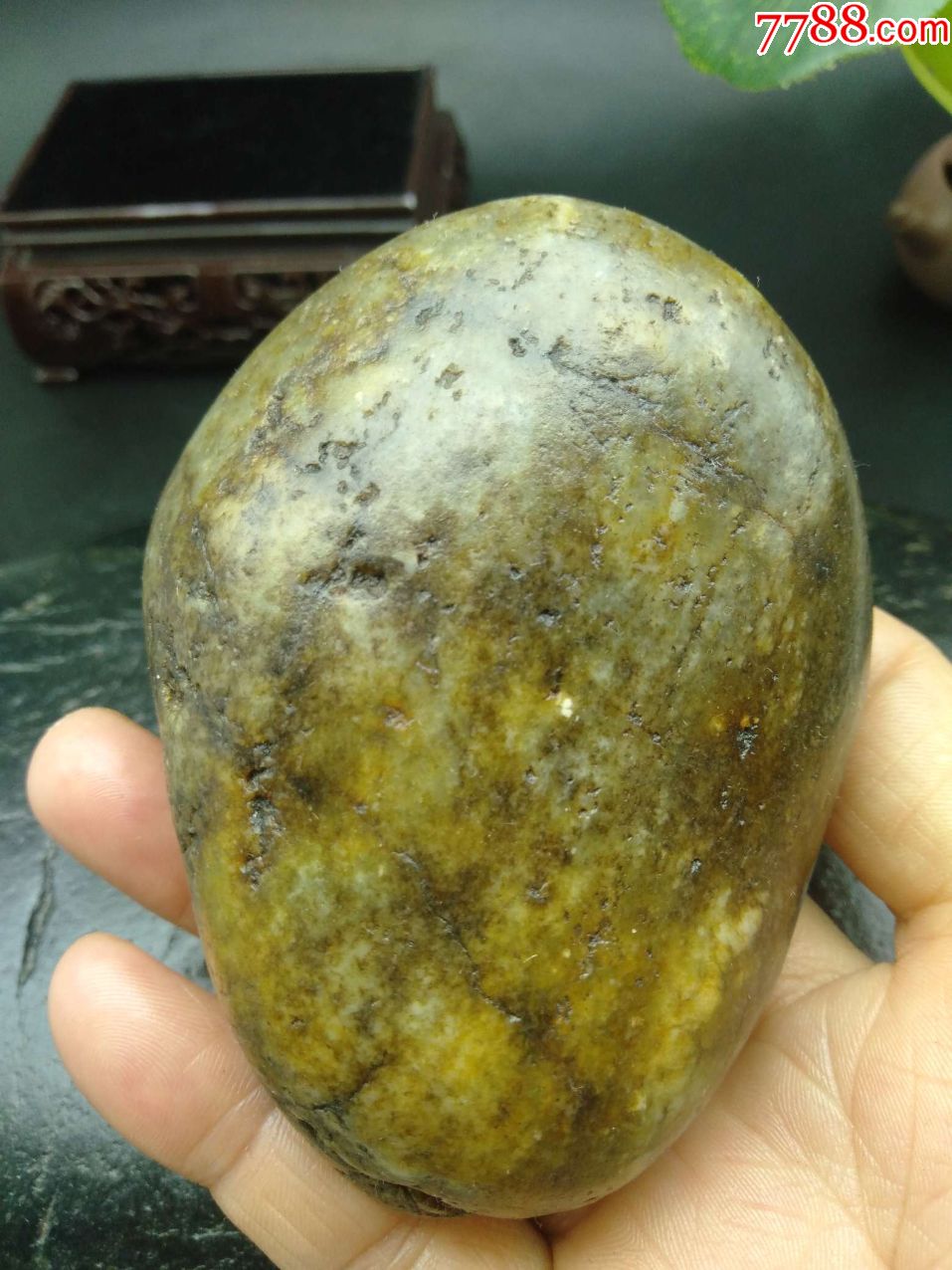 1650和田玉秋梨皮青玉籽料原石244克