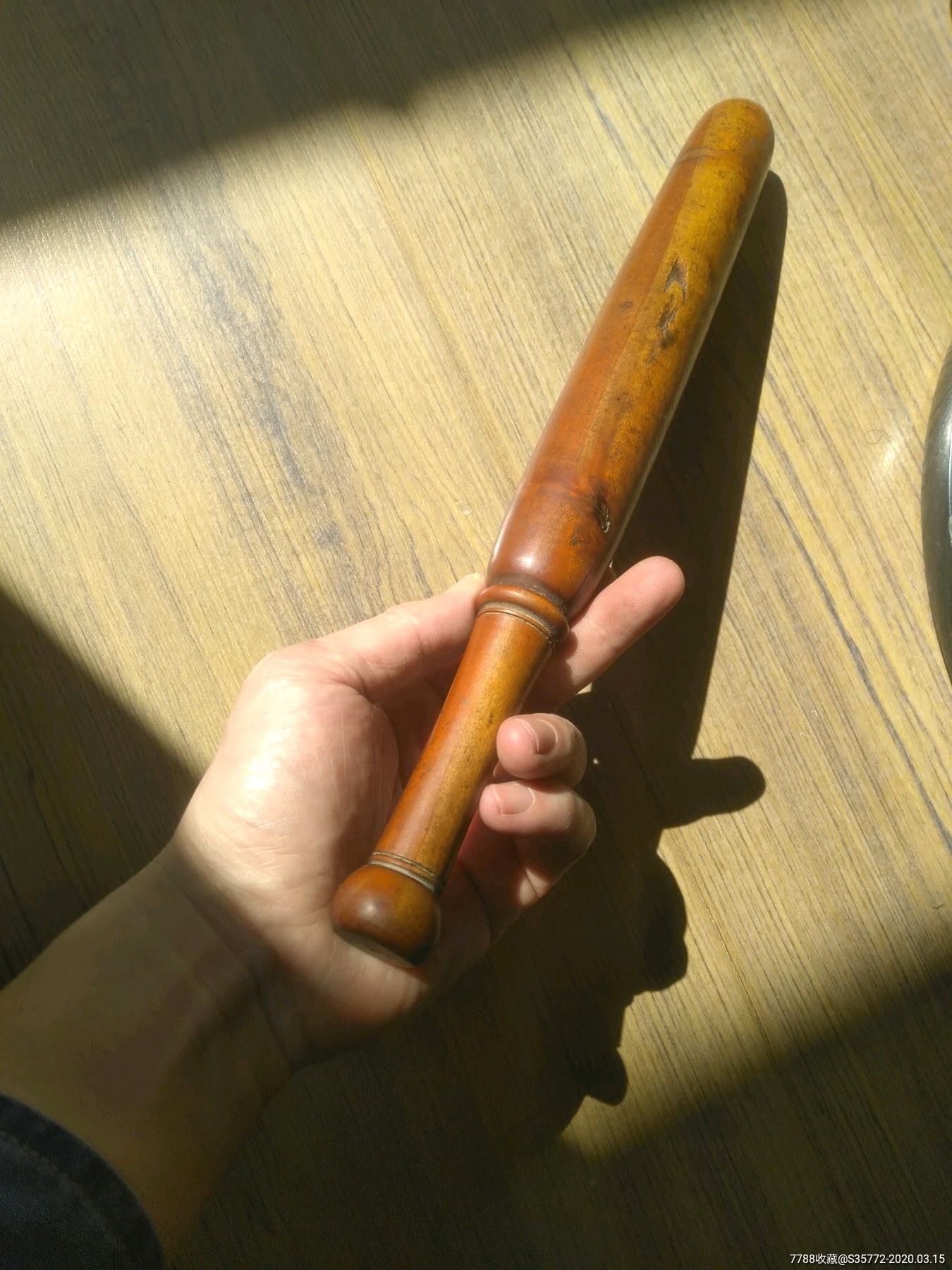 清代捣衣锤,双色,瘿木,精品