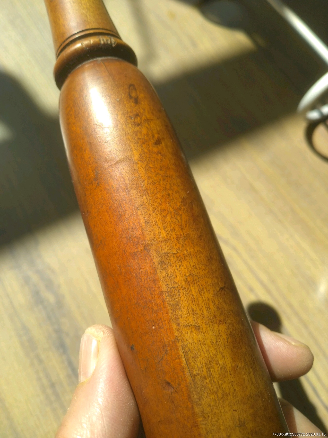 清代捣衣锤,双色,瘿木,精品