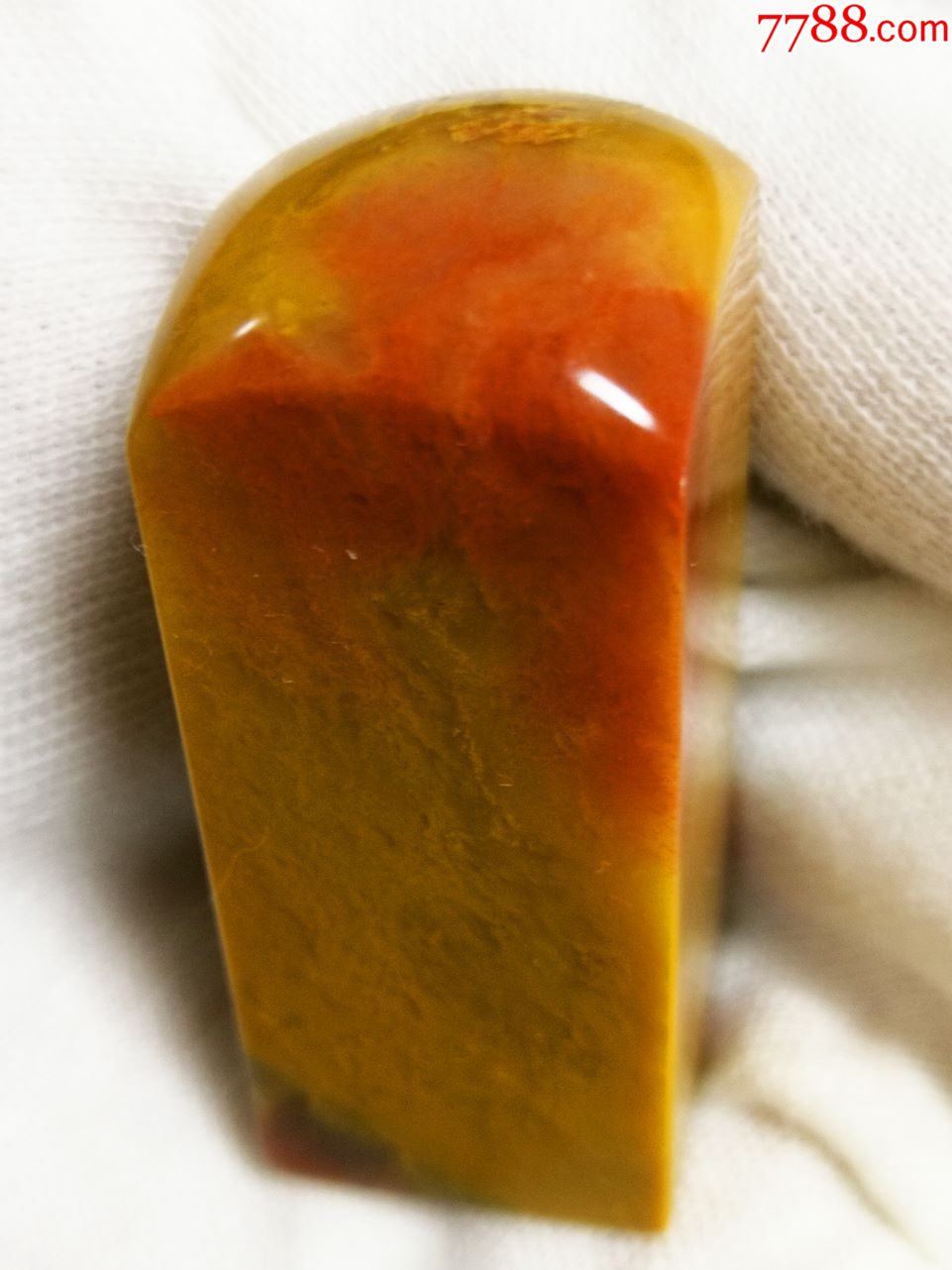 巴林鸡血石红黄冻方章37g(全软,手工好刻,稀缺品种,不用上油养护)