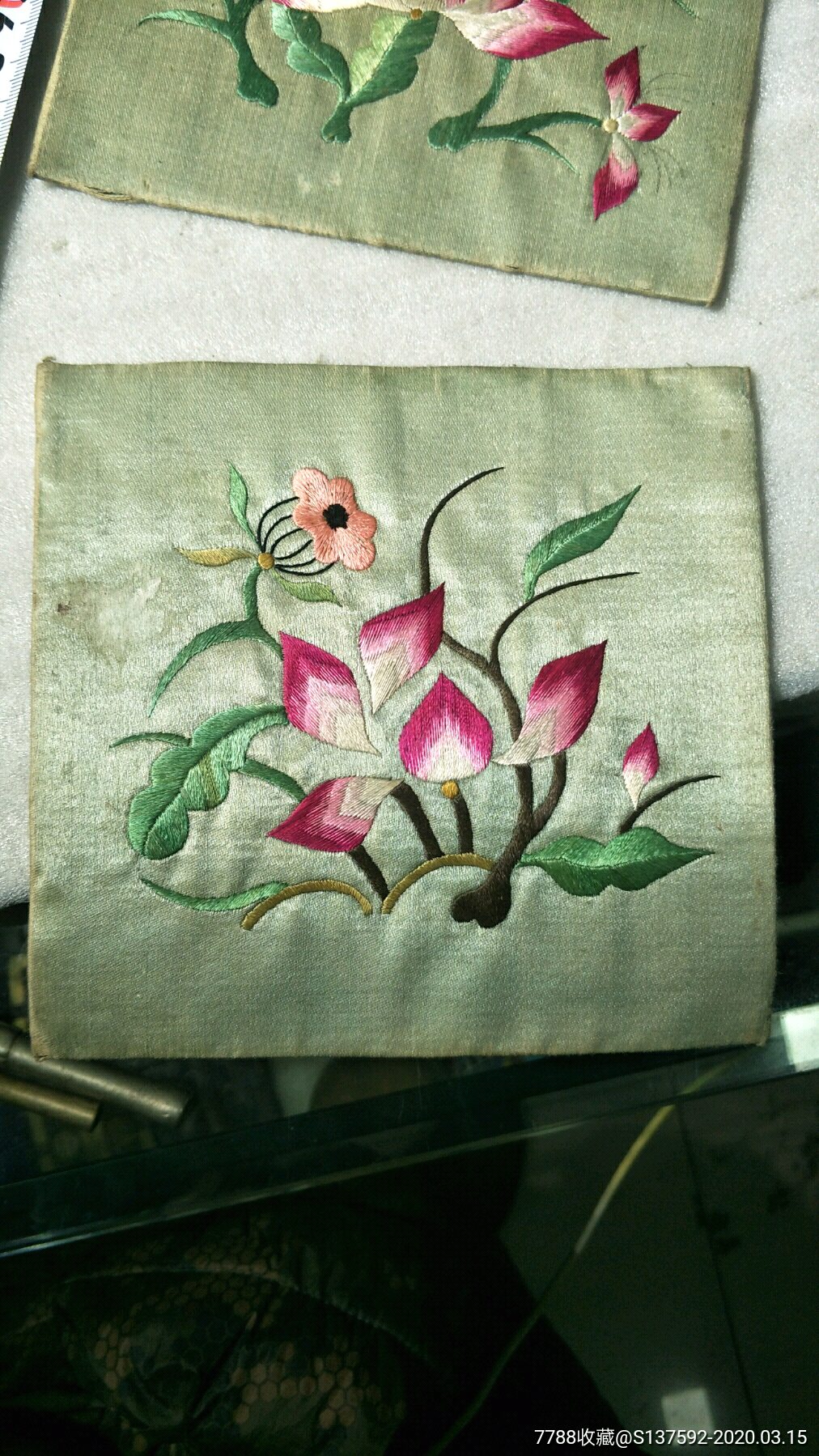 民国刺绣枕头顶一对