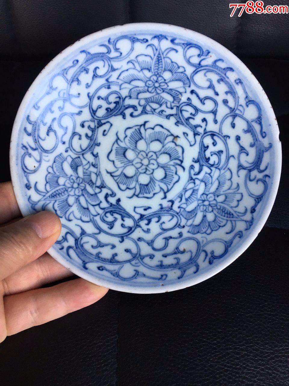 道光青花淡描蝶恋花盘