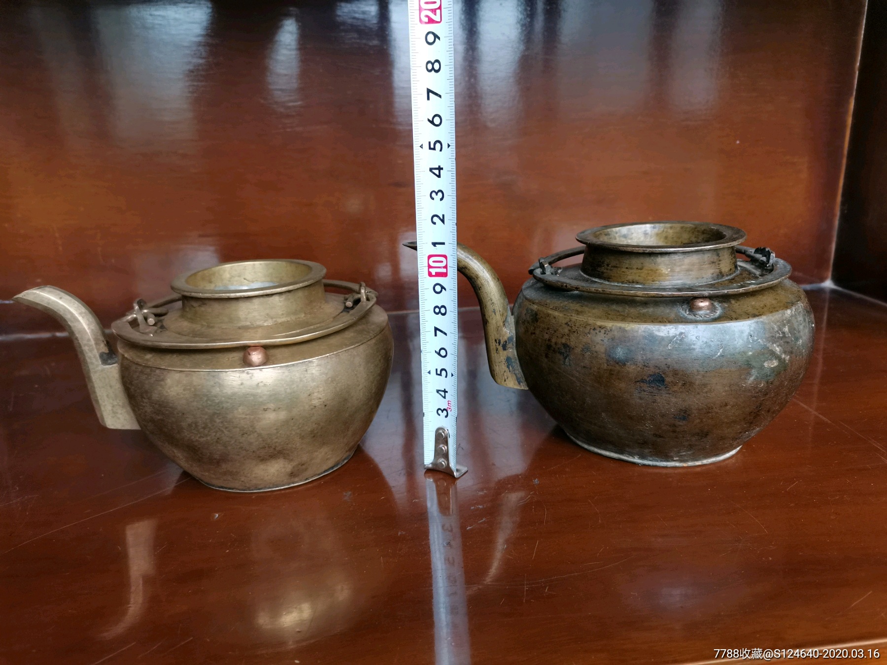 清代双系铜茶壶二只