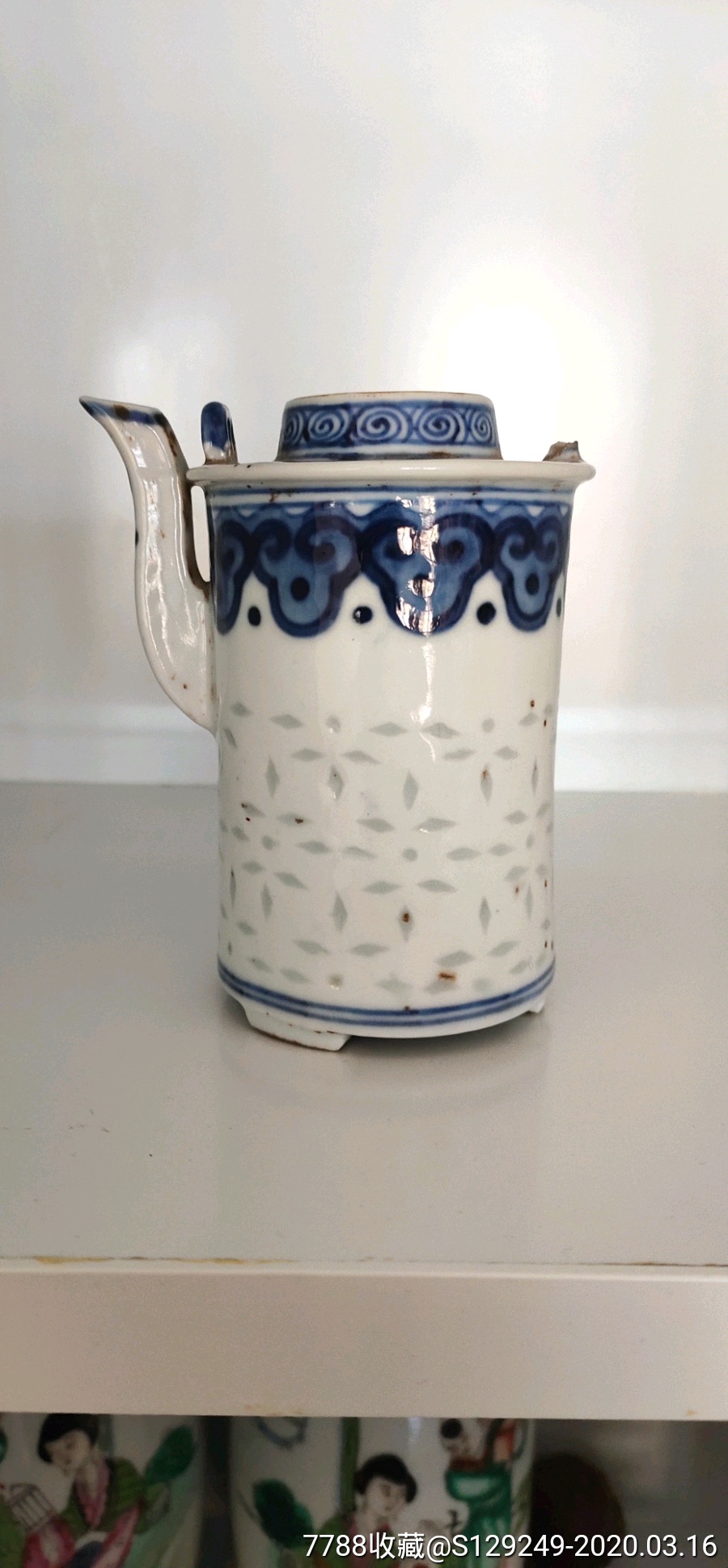 清代青花玲珑瓷茶壶