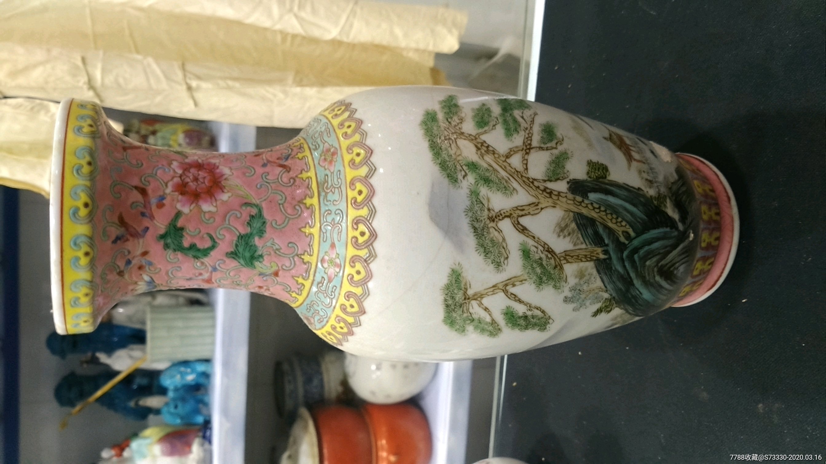 567瓷,70-80年代景德镇美术瓷厂粉彩手绘山水花瓶4