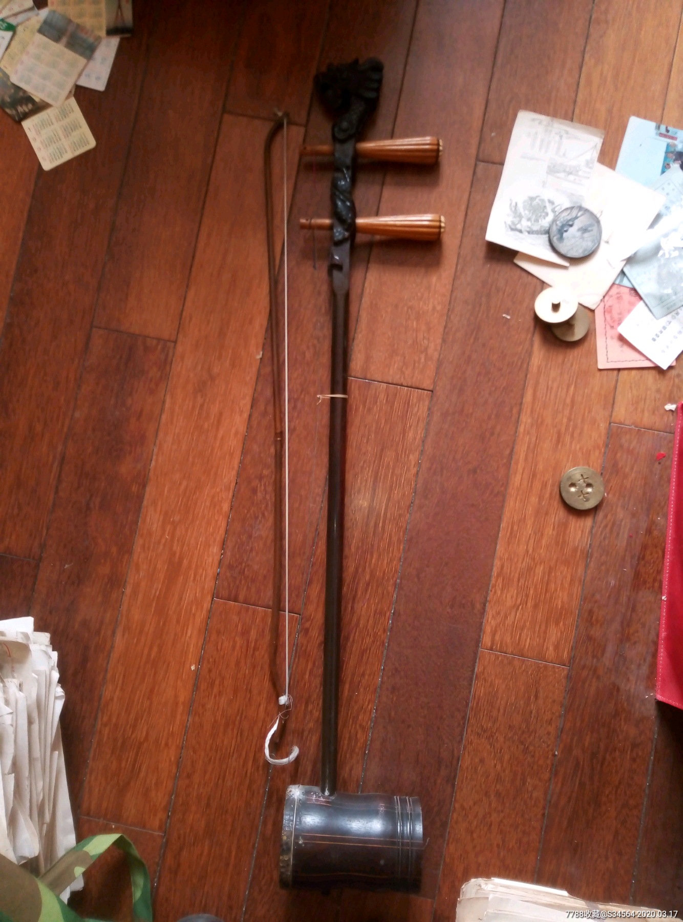 民国龙头红木二胡一把.