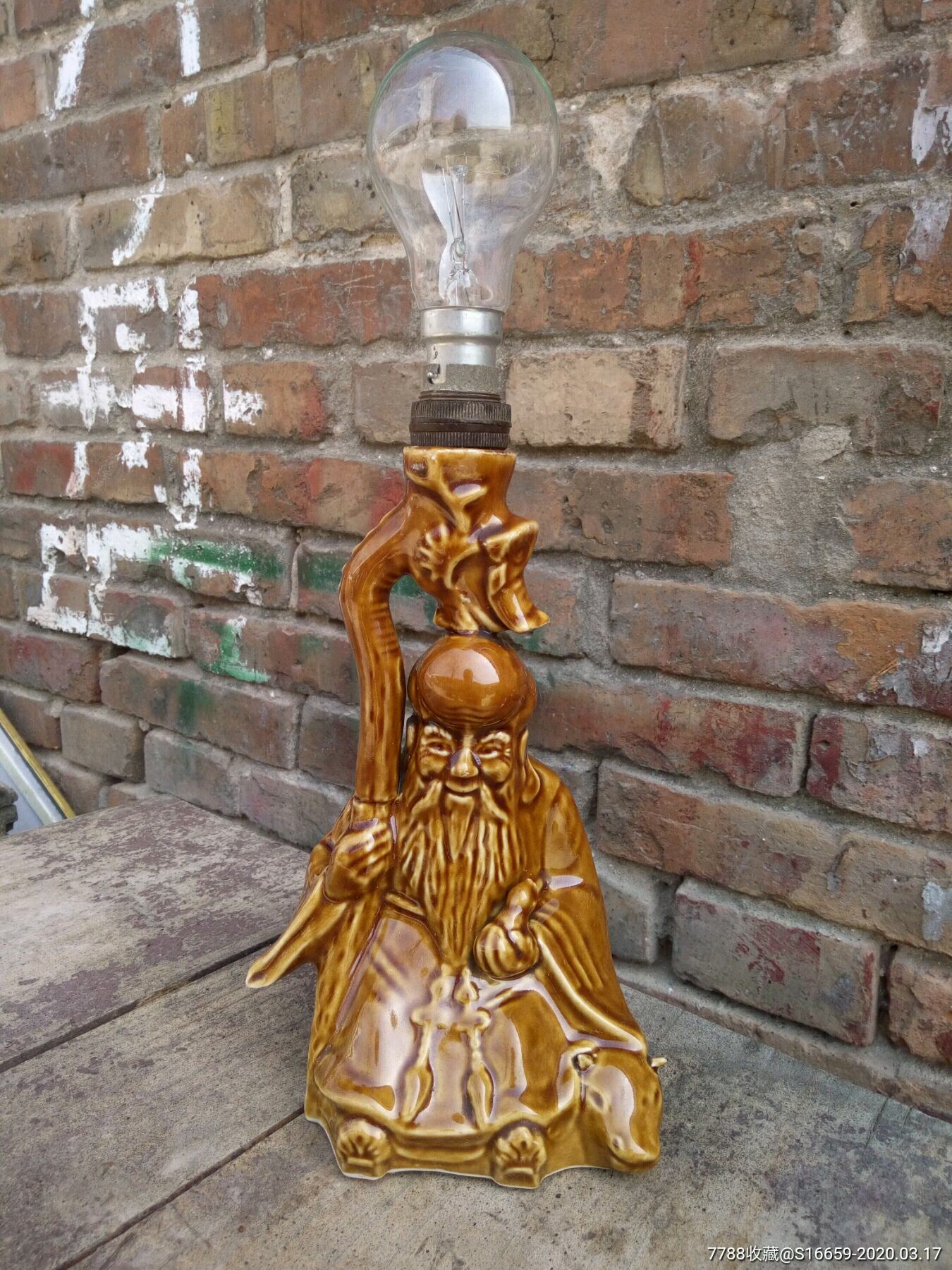 人物台灯老寿星台灯酱油瓷台灯