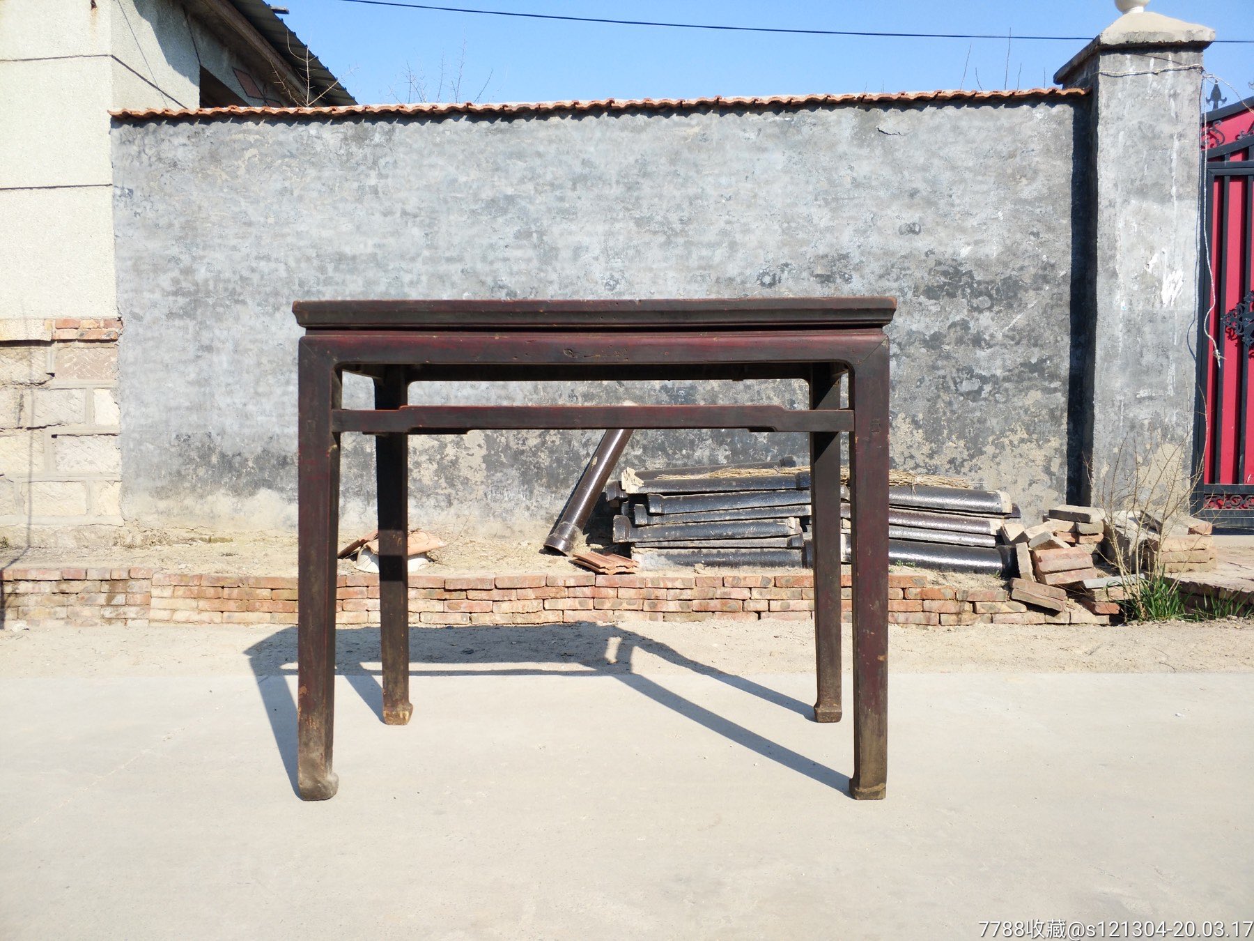 清末榆木条桌半桌老桌子老家具_价格998元【古玩民俗