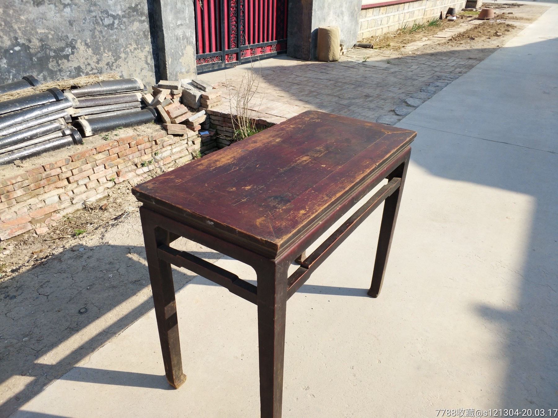 首页 零售 木桌/几/案 >> 清末榆木条桌半桌老