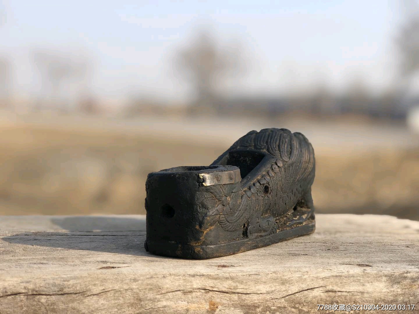 清代楠木鲁班木工墨斗.品相如图,完整包老