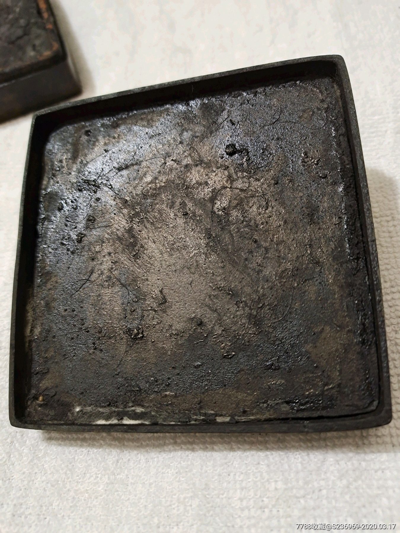 粉丝福利#明代天启铜刻墨盒胎质厚重刻艺花卉节节高_墨盒/墨匣_图片