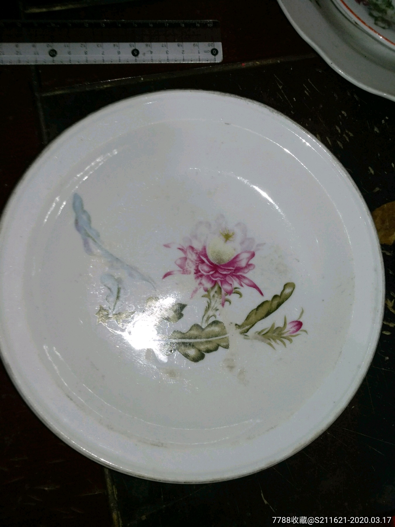 老唐山瓷花卉盘子