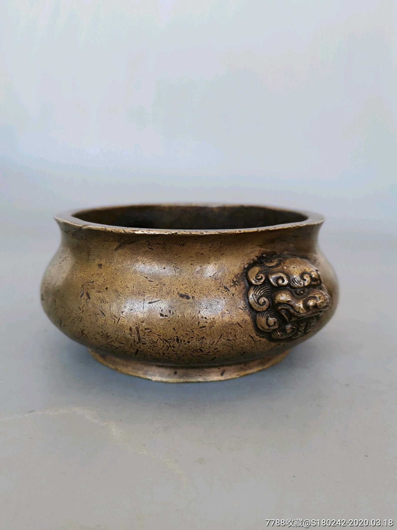 清代铜香炉包浆老道