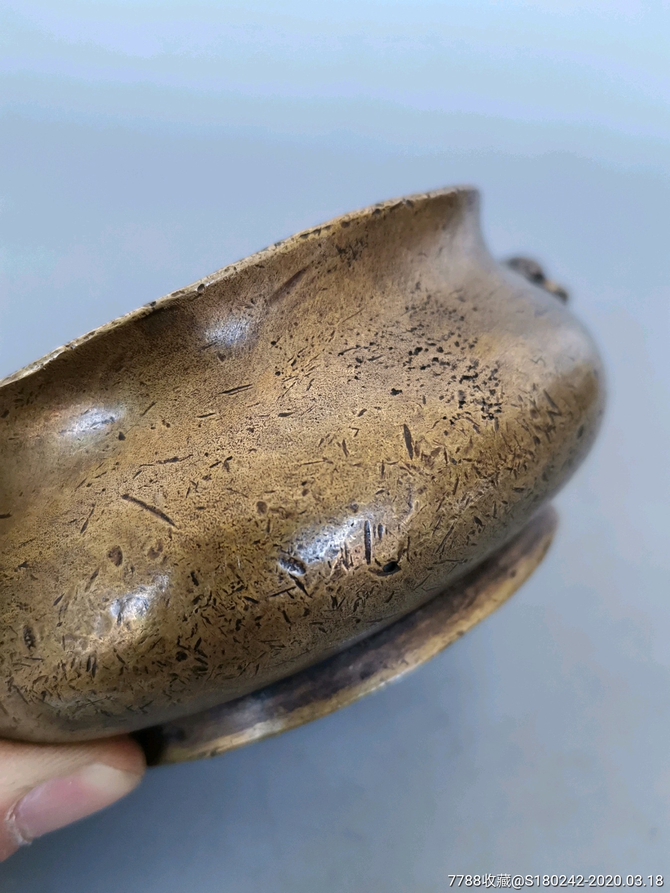 清代铜香炉包浆老道