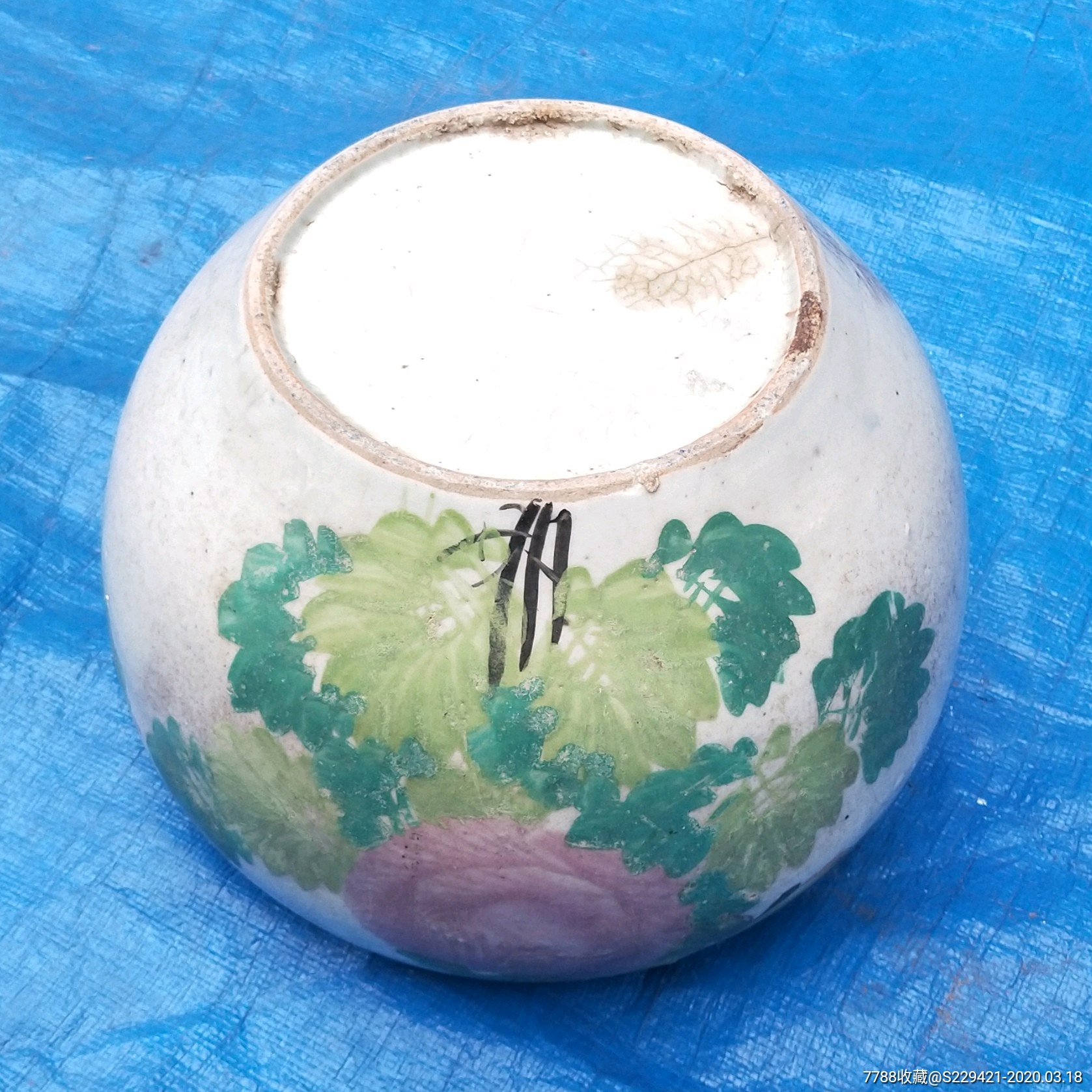 真品民国粉彩瓷罐手绘花鸟西瓜坛子