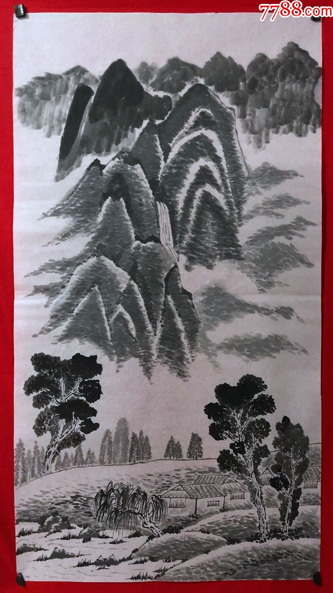 书画原作4877无款山水画三尺全开