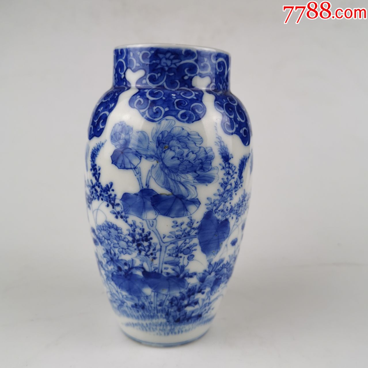 清代青花束口瓶满工花瓶胎薄有冲保真包老瓷器_价格4800元_第1张_7788