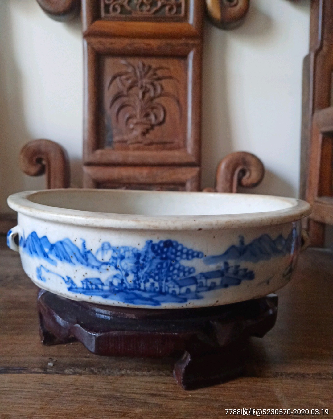 清代青花水仙盆