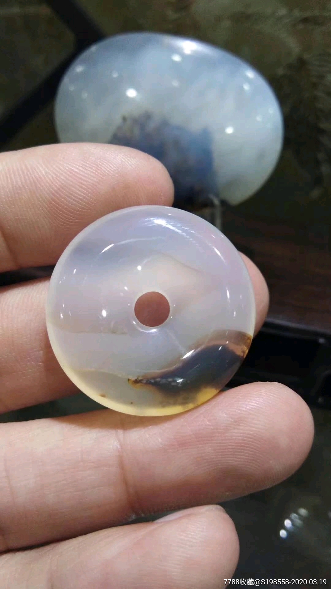 (象形图案,穿山甲)海洋玉髓平安扣,天然图案.