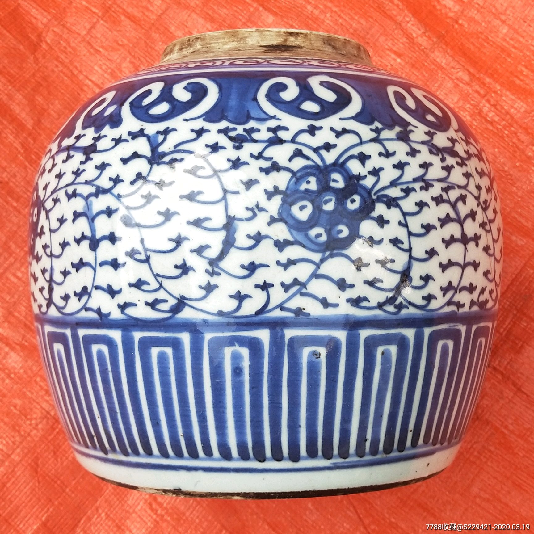 清代中期糯米胎青花瓷罐