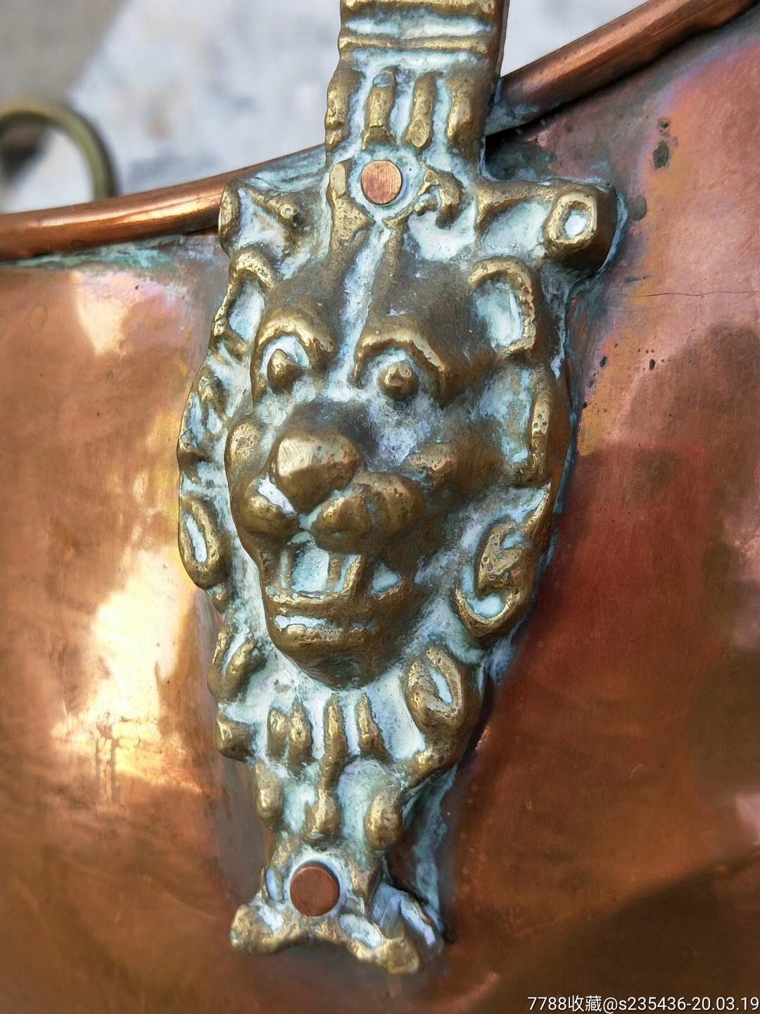 海外回流纯铜水桶青花瓷把手完整全品收藏使用均可