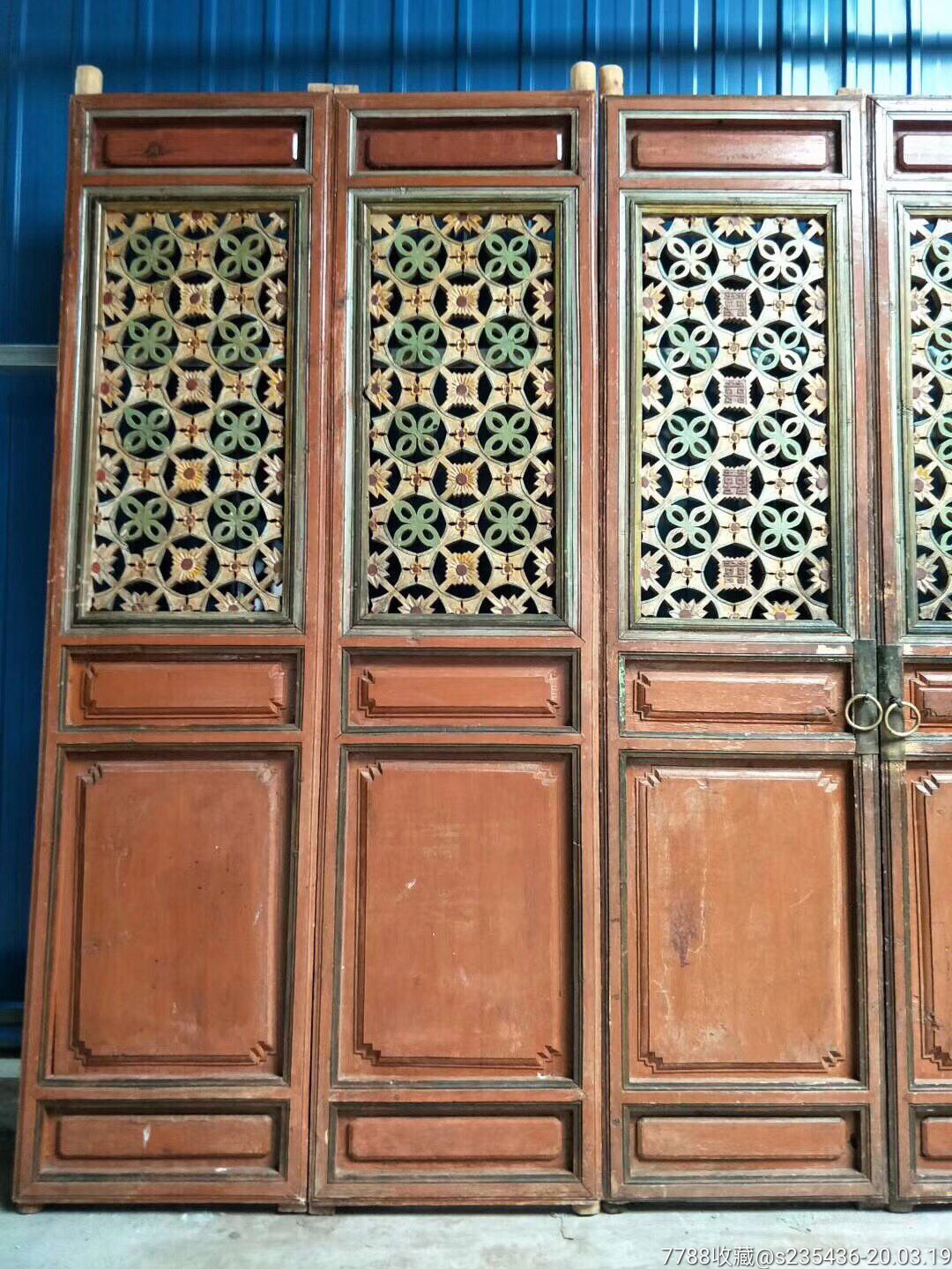 民国杉木密目斜格多花格扇隔扇六片装