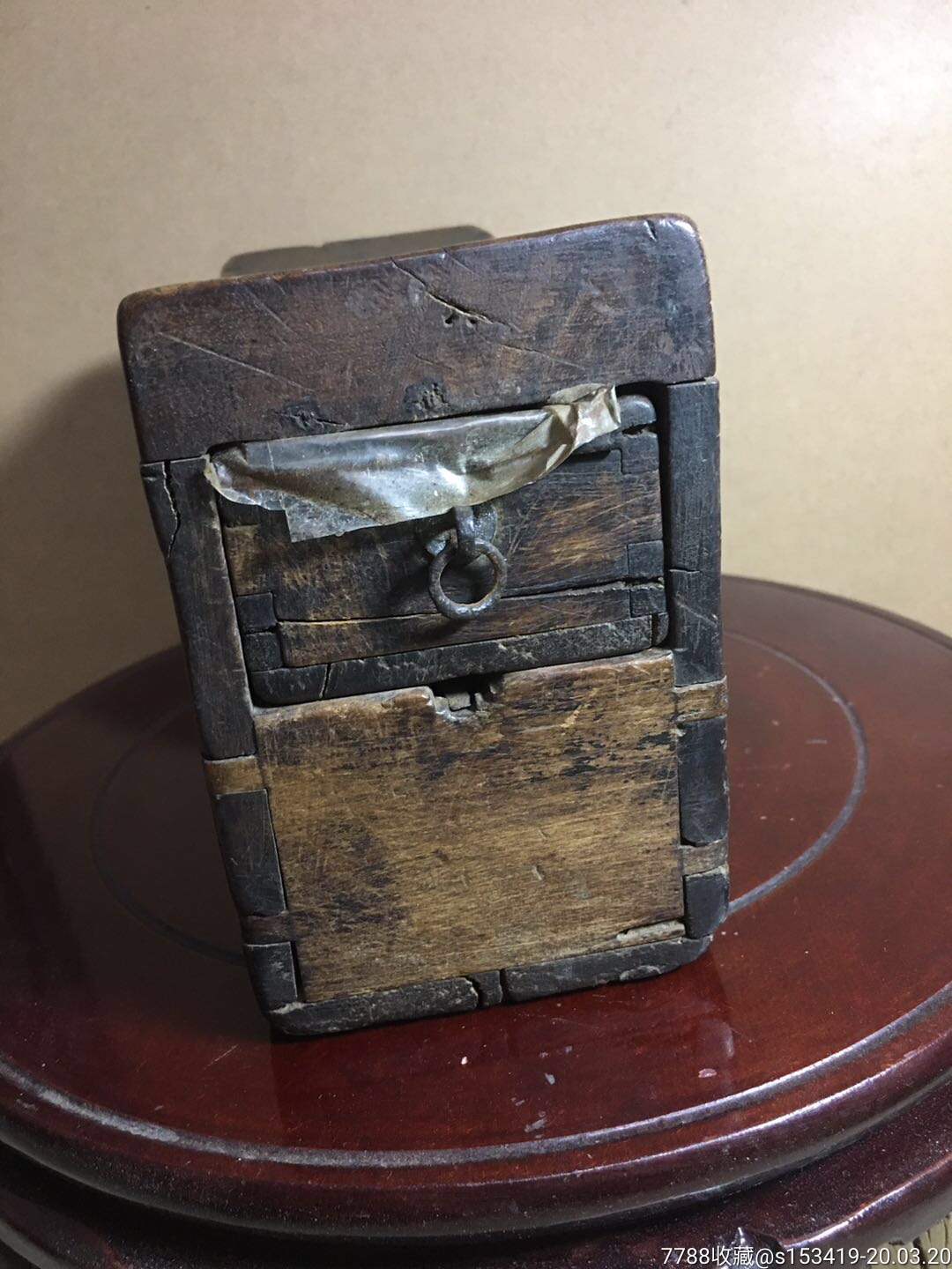 一流包浆清代木盒枕头古董收藏民俗风情老物件包老包品相如图!