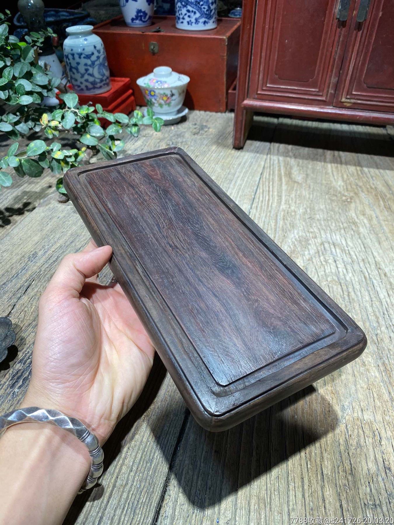 0072传统榫卯老红木文盘/茶盘