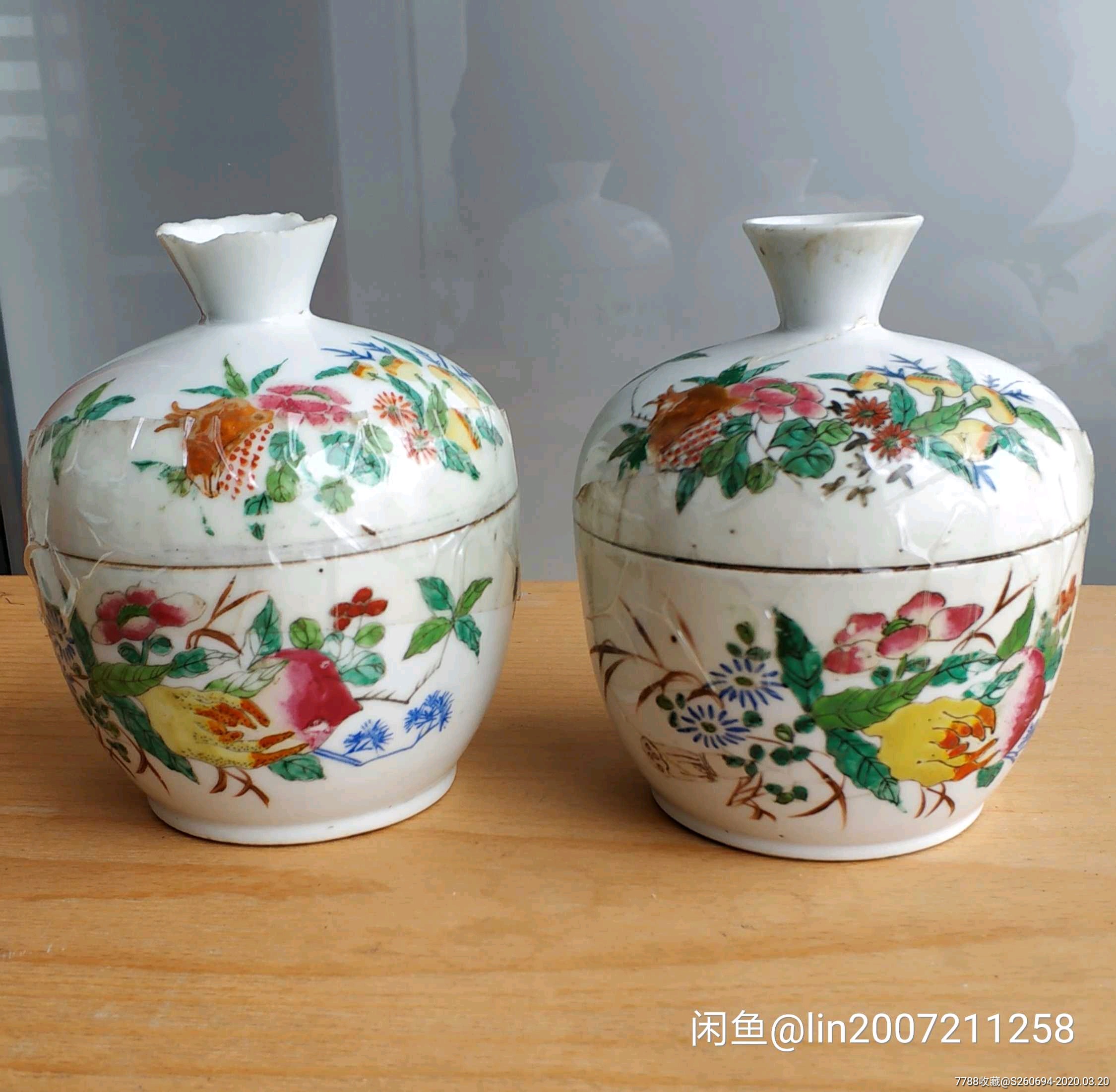 福禄寿三多糖罐一对