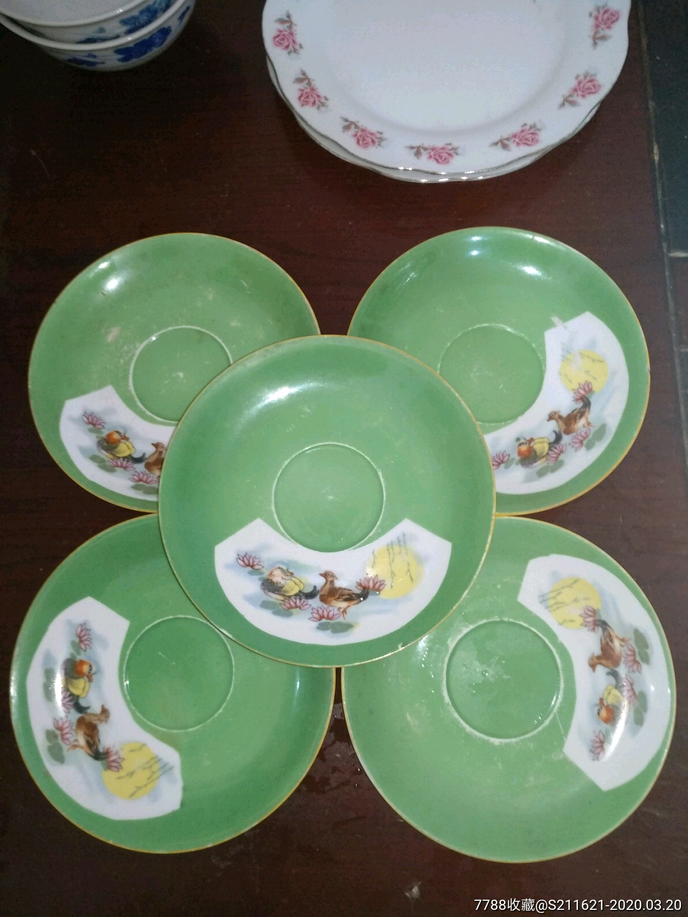 老唐山五瓷鸳鸯碟子