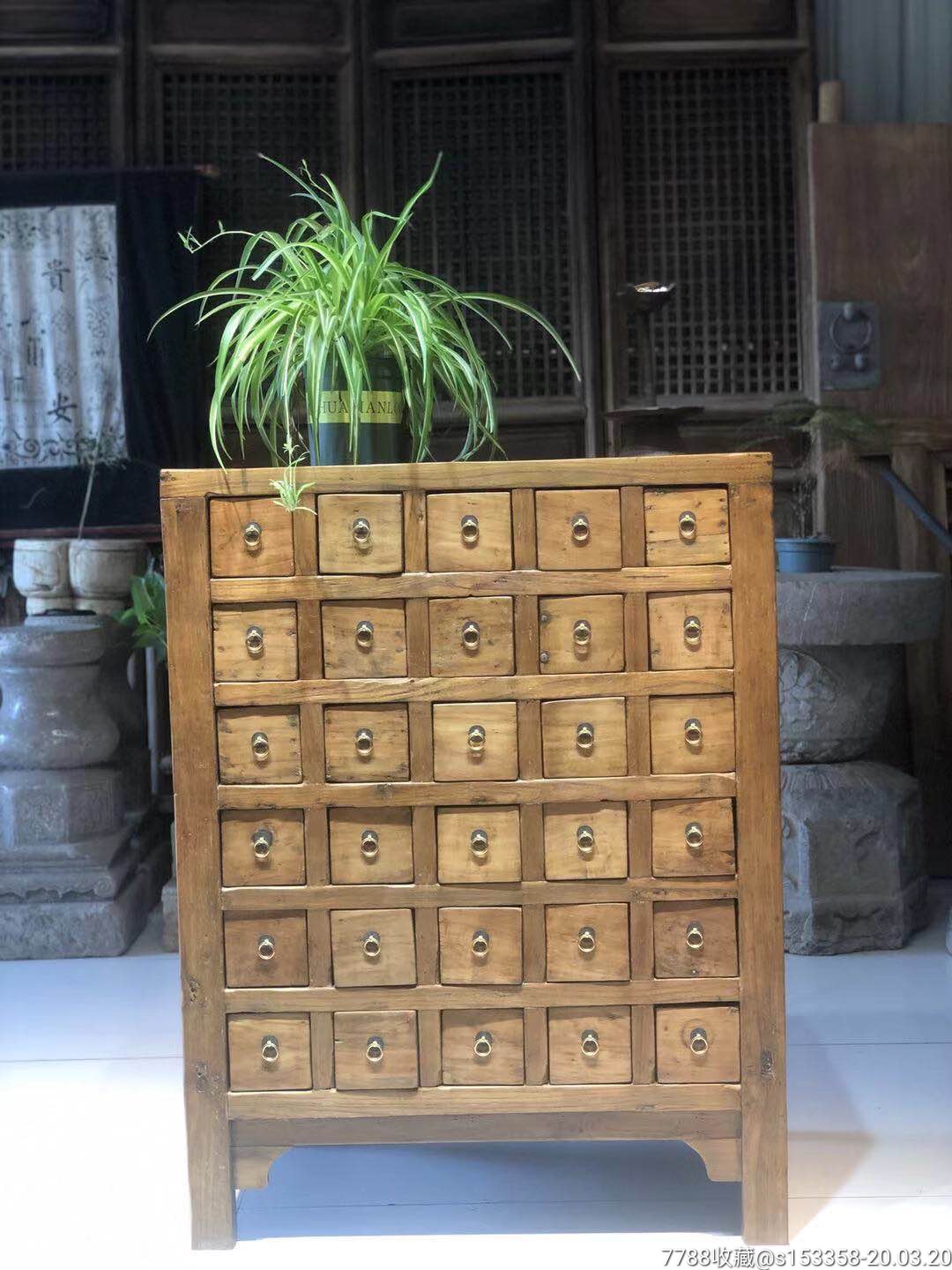 清代榆木小药柜全品重新翻修好