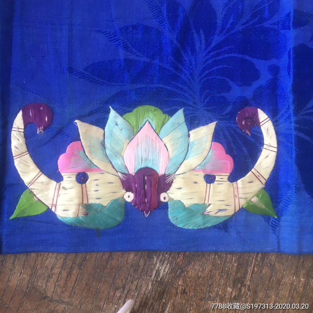 清代老刺绣蝙蝠裤角