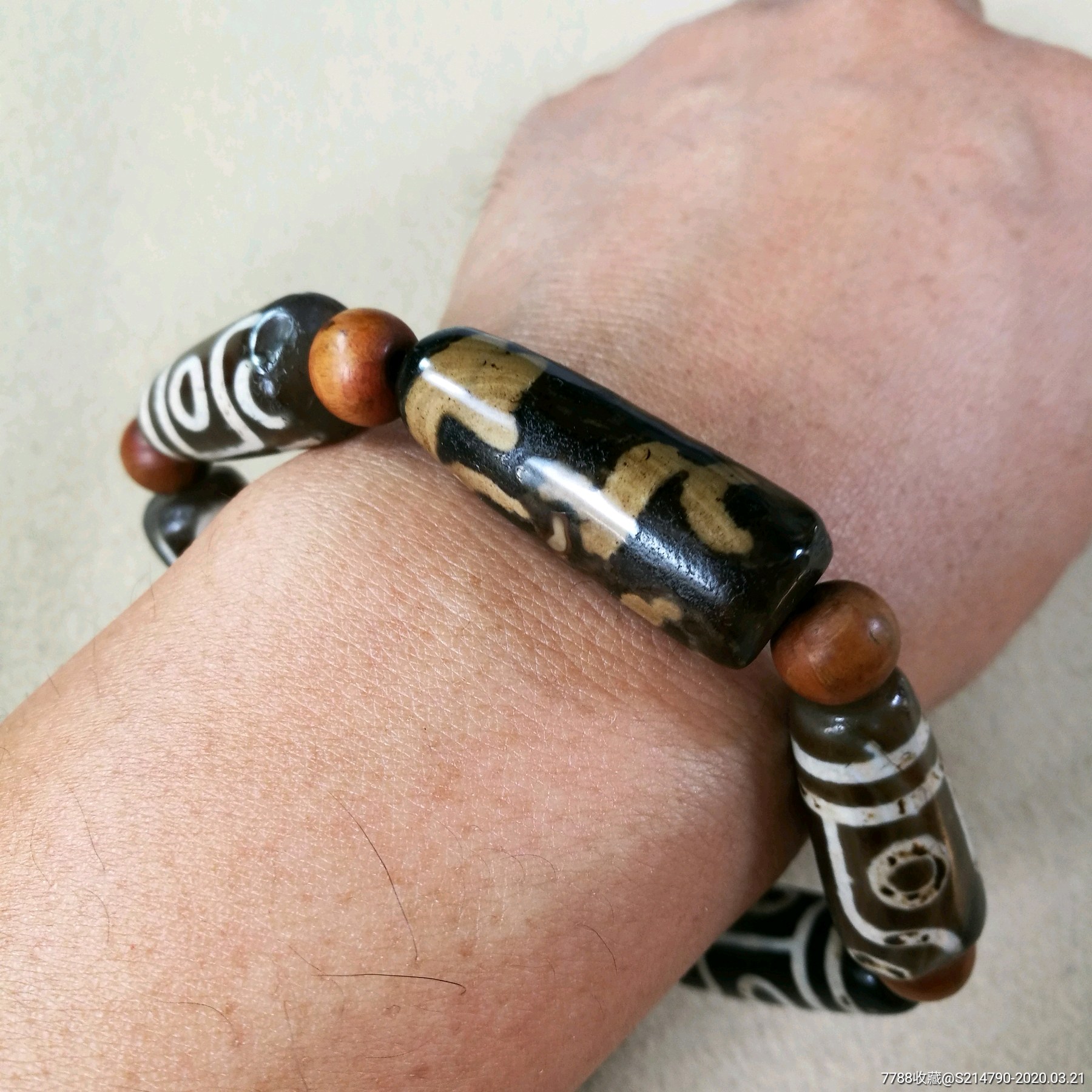 【特惠】藏传老气六颗断天珠手串大串,玛瑙原矿至纯措思手链玉髓