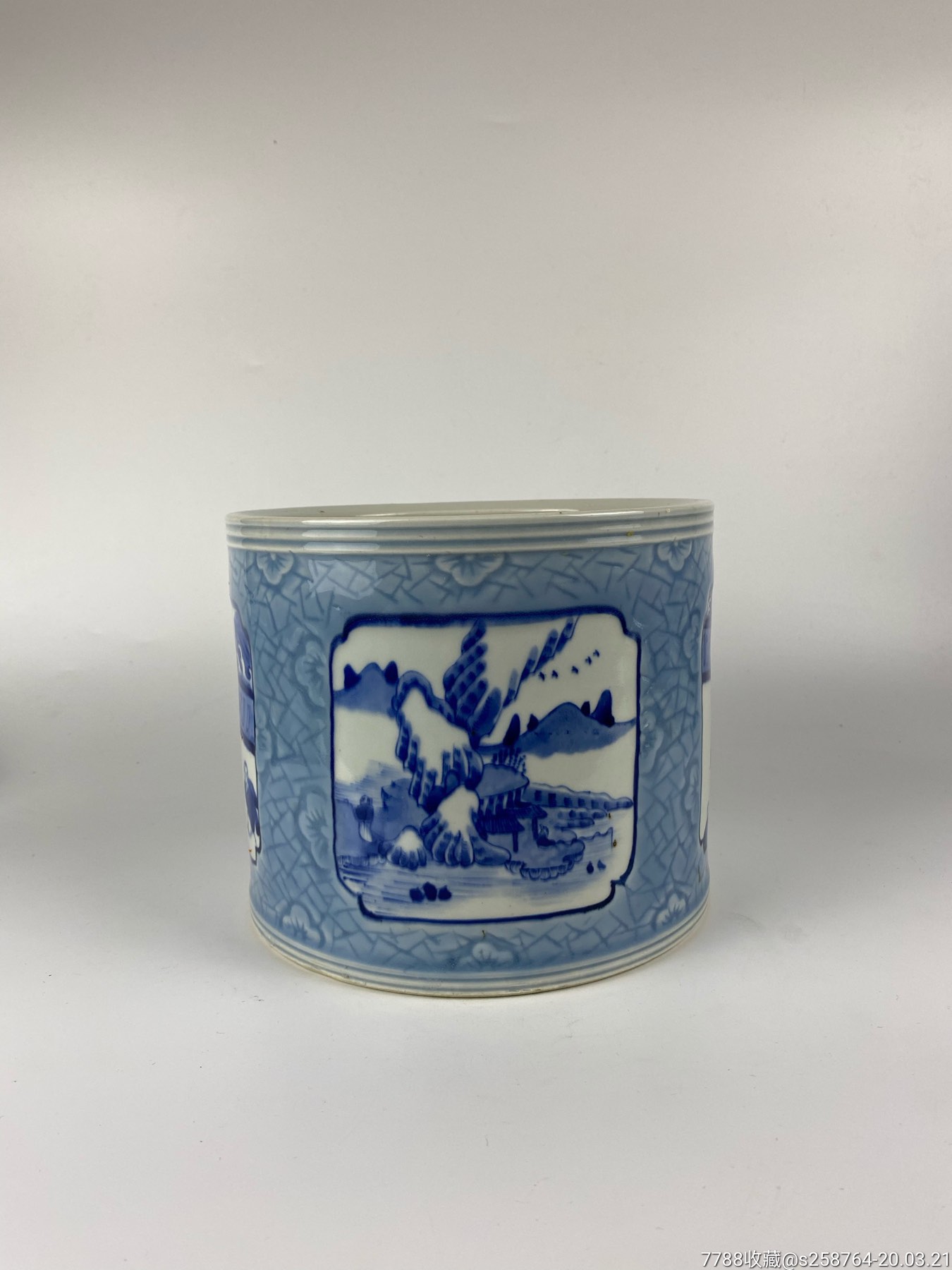 青花开窗人物故事纹大笔海