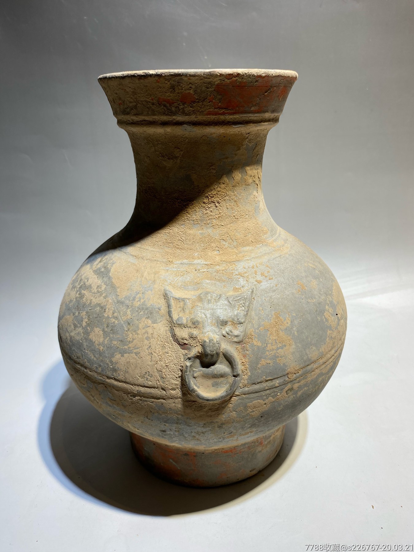 古玩陶器古董汉代铺首陶瓶陶壶