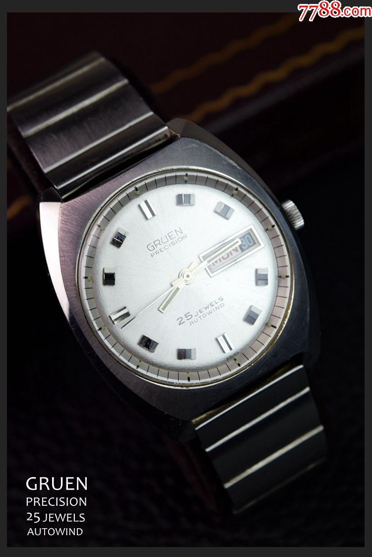 古董表瑞士二手表机械表全自动机芯25钻gruen高路云男表走时良好