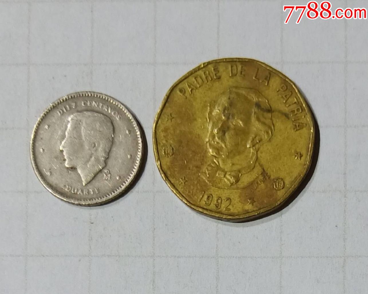 多米尼加硬币2枚旧品外国钱币