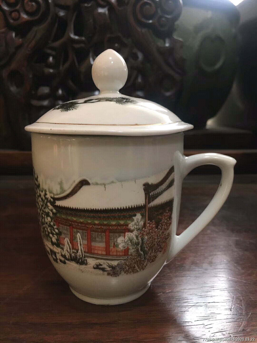 文革雪景茶杯