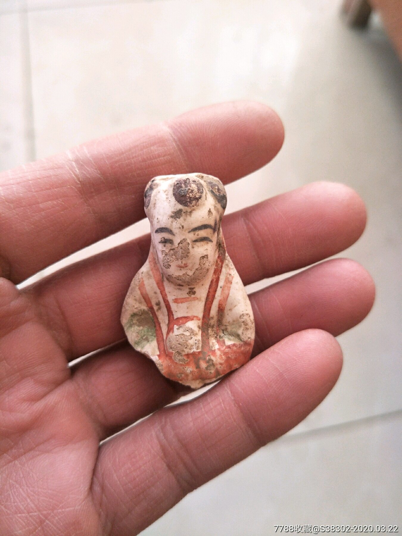 金元磁州窑红绿彩童子瓷塑人物磨喝乐标本临清运河古玩店万枚瓷片标本