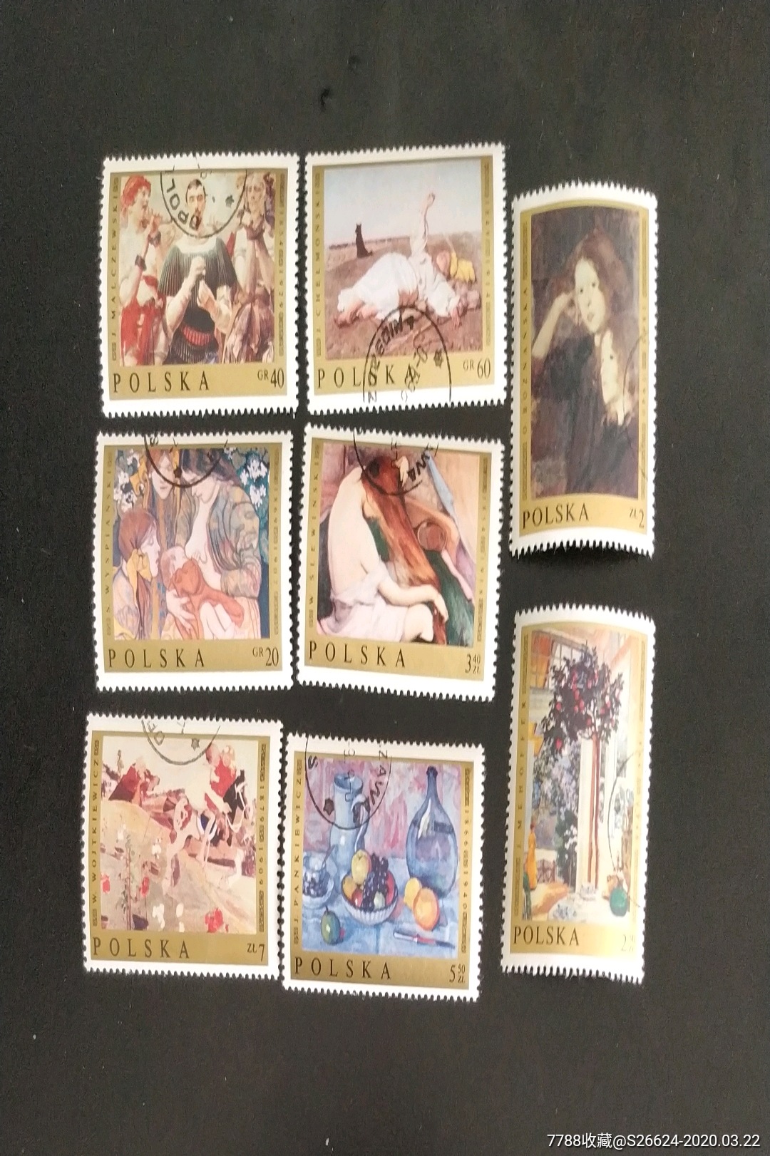 1969年波兰绘画《母亲》《两个少女》等绘画邮票8全销