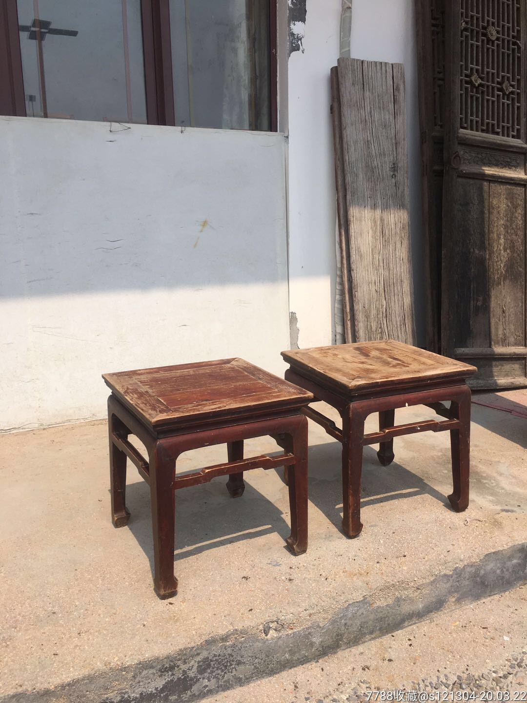清末楸木方凳坐凳一对老家具