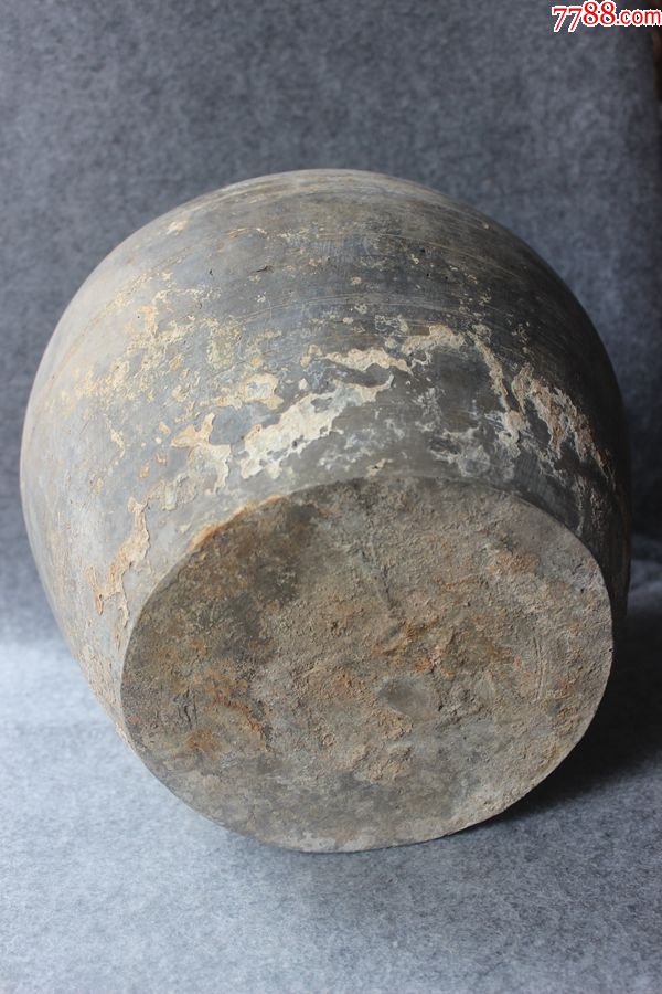 战国汉代窄口灰陶罐古朴特大陶瓮完整包老高30厘米储水老陶器