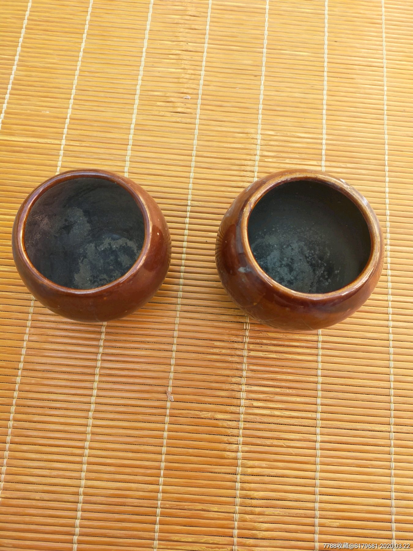 清代酱釉火罐两个