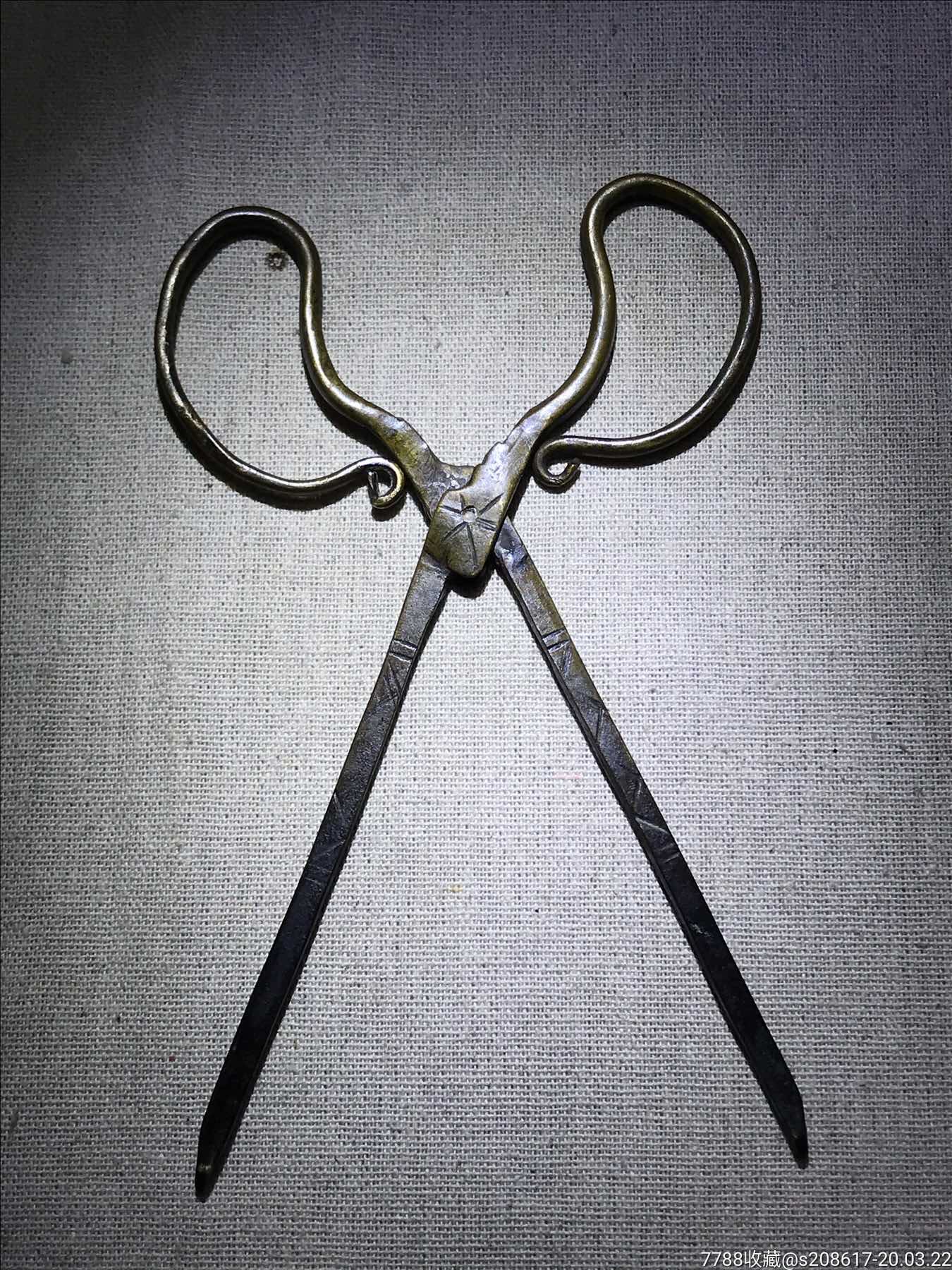 清末铜火钳铜火剪铜火箸包老包真