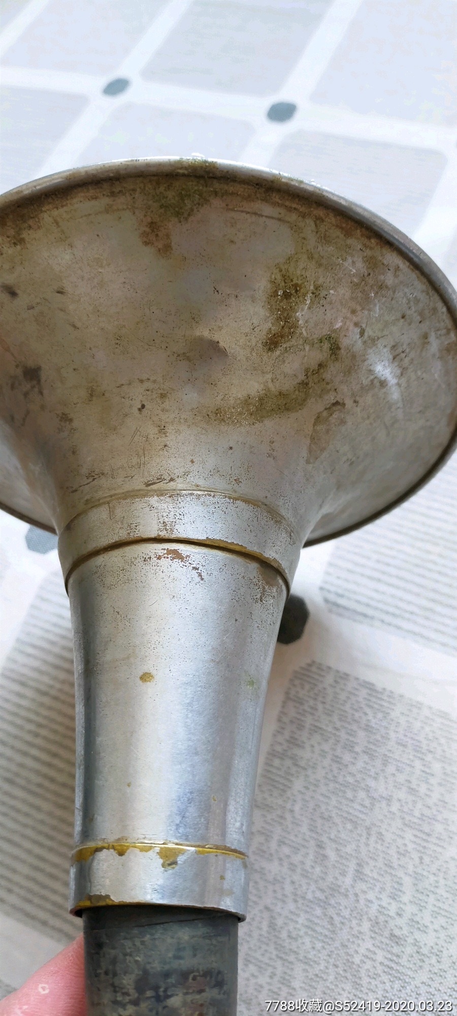 保存较好铜碗红木杆老唢呐