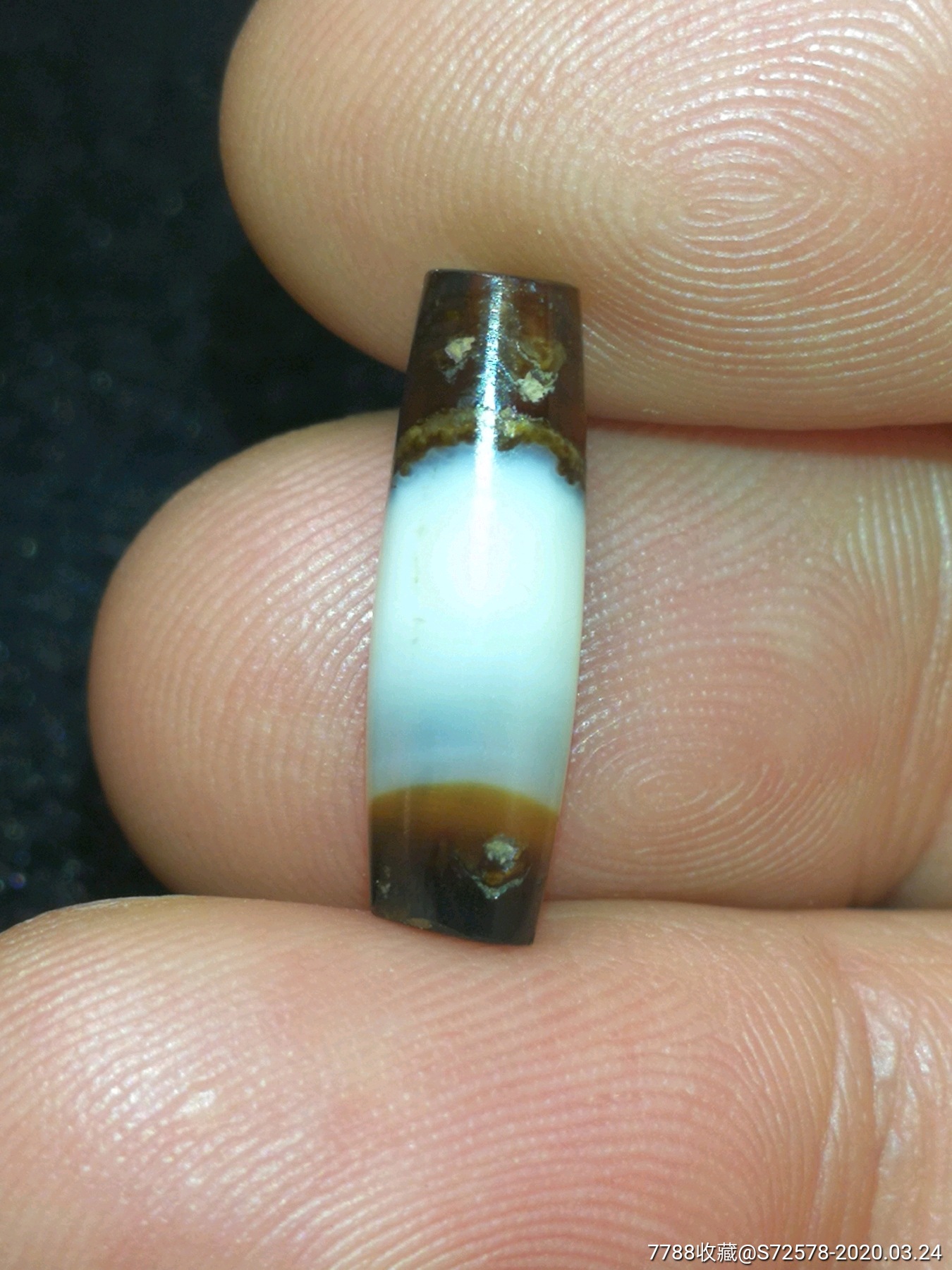 千年黑白缠丝玛瑙管珠