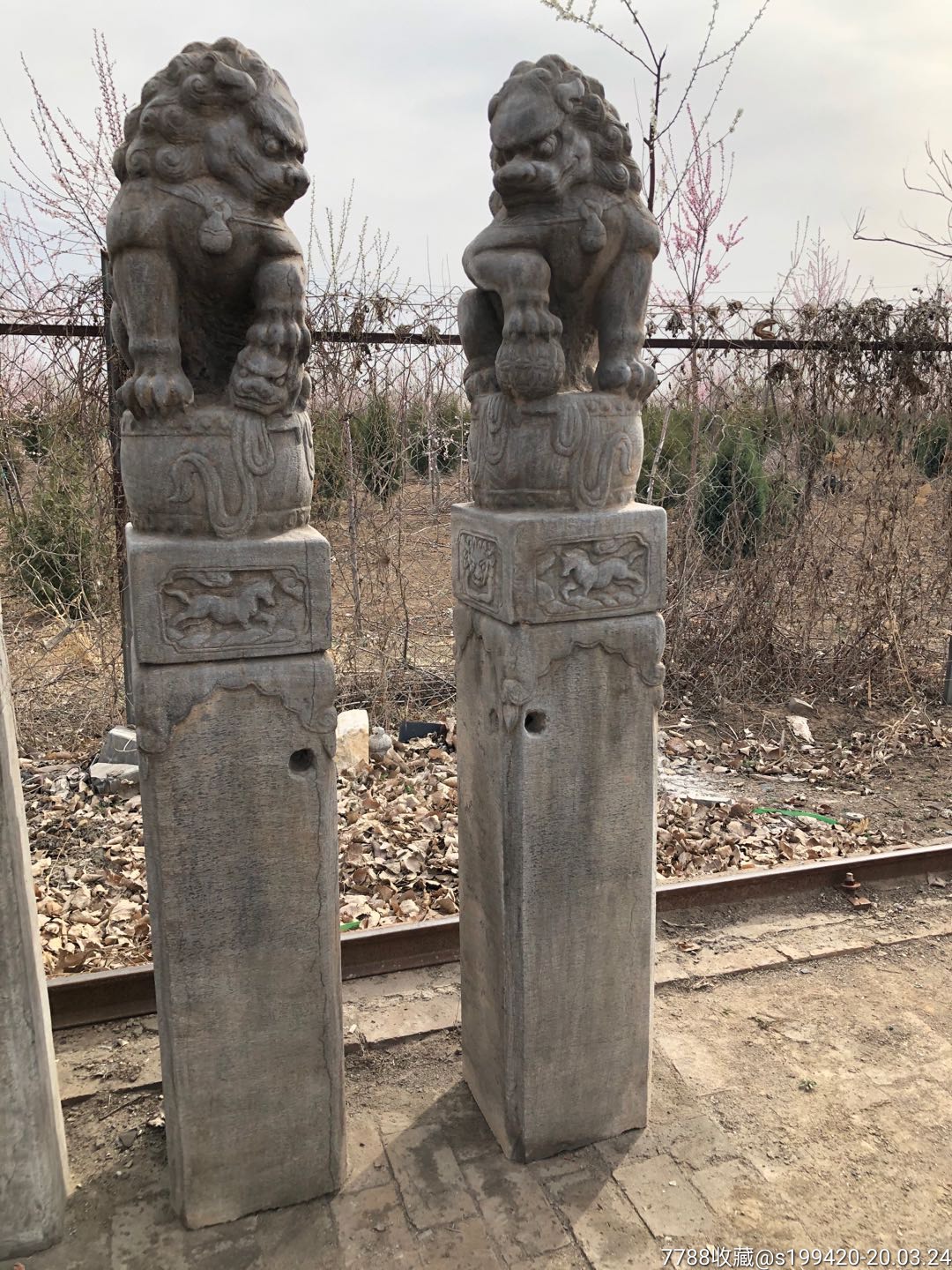 清代青石栓马桩一对.全品无损,威武霸气,会所,茶室,别墅摆放佳品.