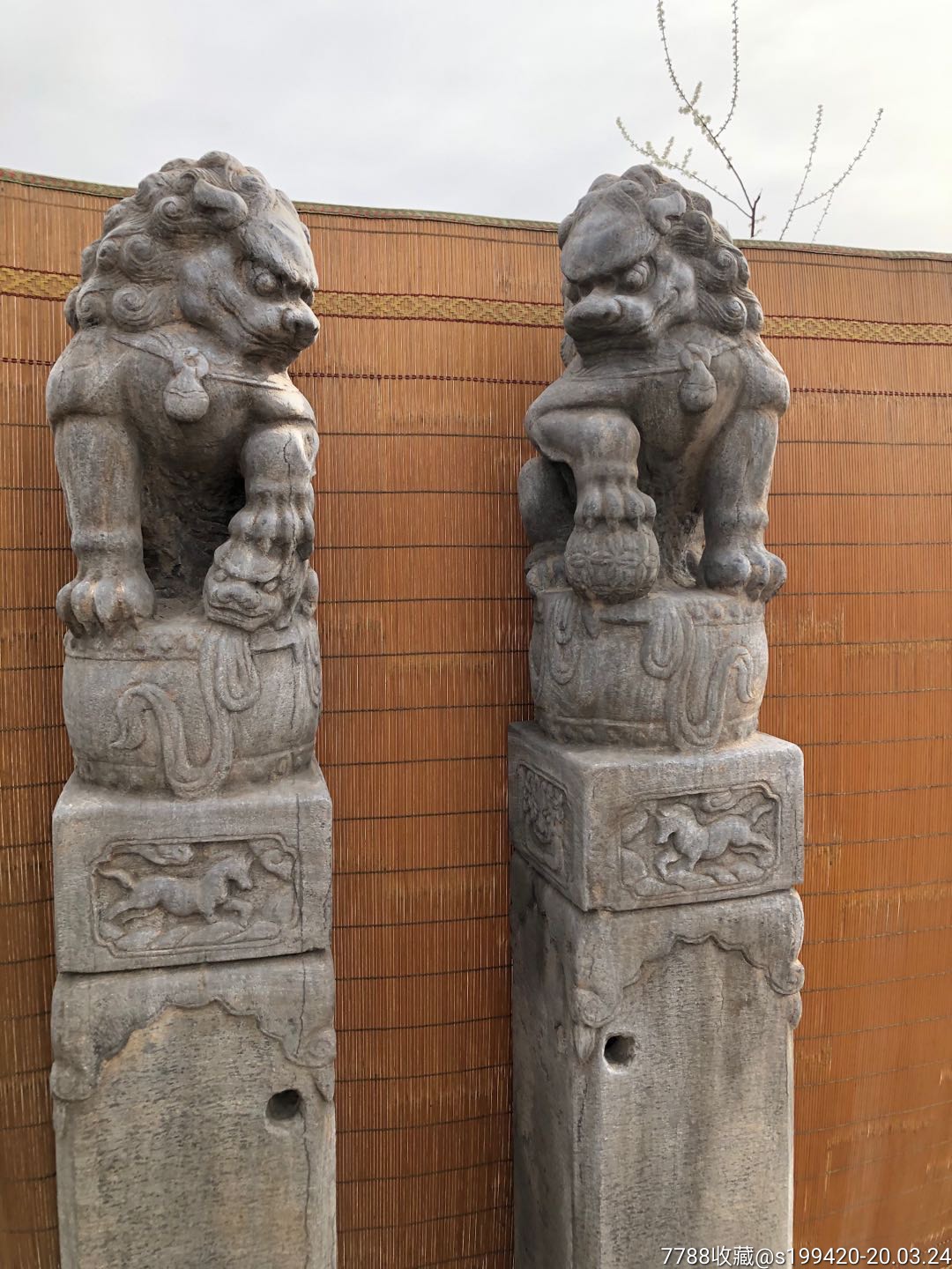 清代青石栓马桩一对全品无损威武霸气会所茶室别墅摆放佳品