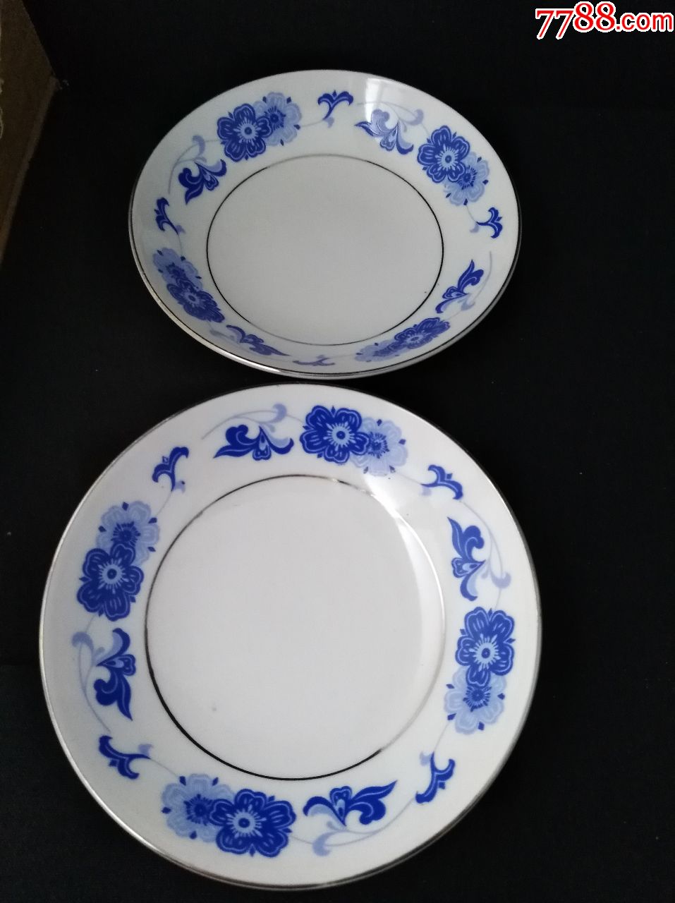 70年代中国国光青花海棠双碟