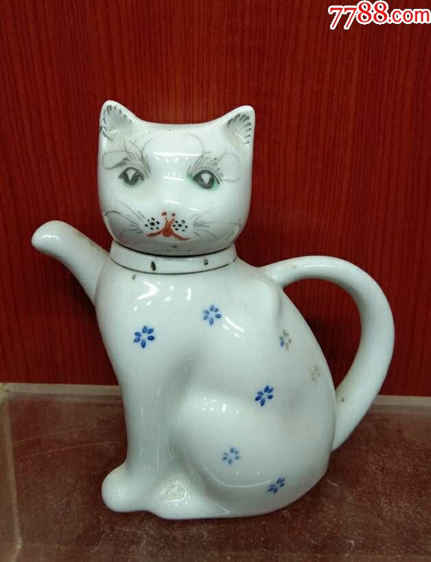 八十年代德化窑猫壶_茶壶_第1张_7788茶具
